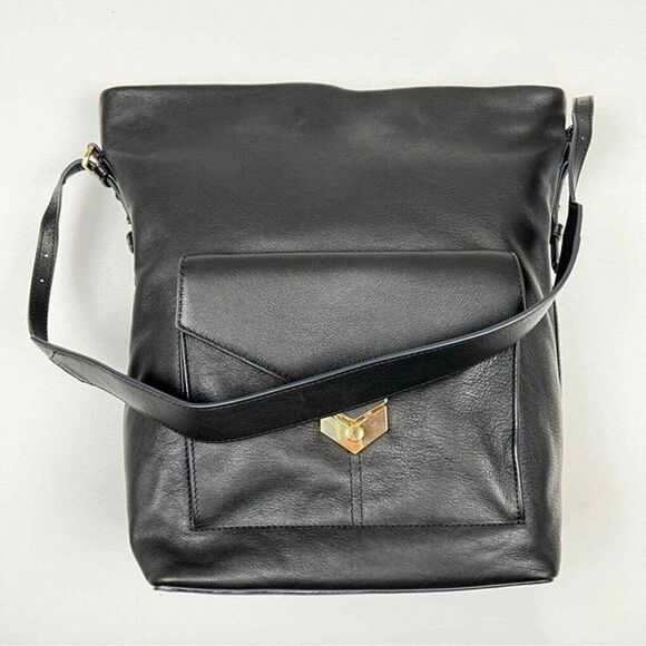 Stella & Dot Covet‎ Black Leather Bucket Bag NWOT - Picture 1 of 8